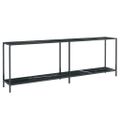 vidaXL Konzolový stolík čierny 220x35x75,5 cm tvrdené sklo