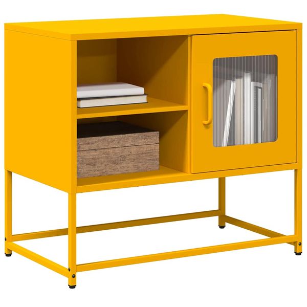 vidaXL TV skrinka horčicovožltá 68x39x60,5 cm oceľ