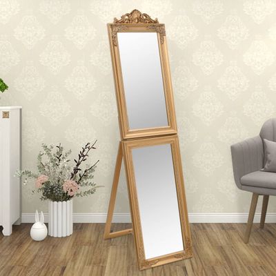 vidaXL Voľne stojace zrkadlo zlaté 45x180 cm