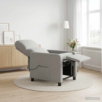 vidaXL Masážne relaxačné kreslo Oblá šedá Látka