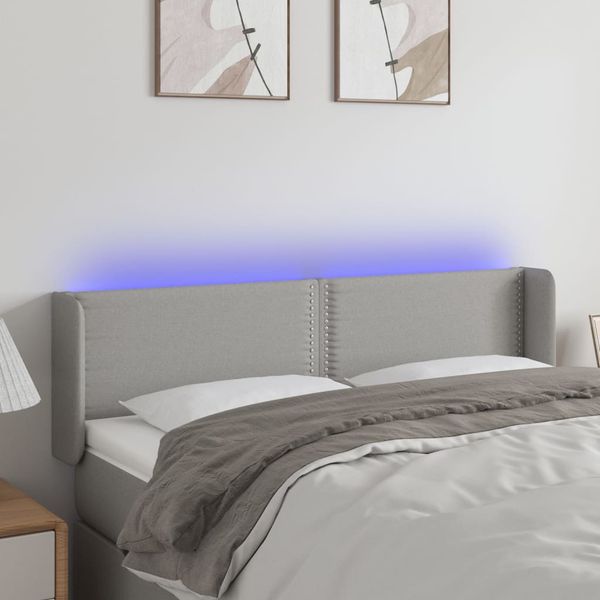 vidaXL Čelo postele s LED bledosivé 147x16x78/88 cm látka