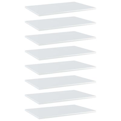 vidaXL Prídavné police 8 ks, lesklé biele 60x40x1,5 cm, drevotrieska