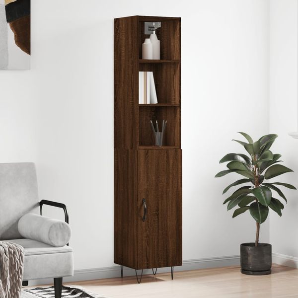 vidaXL Vysoká skrinka hnedý dub 34,5x34x180 cm spracované drevo