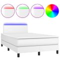 vidaXL Boxspring posteľ s matracom a LED biela 120x200 cm umelá koža
