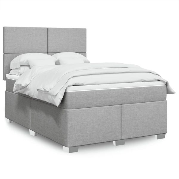 vidaXL Boxspring posteľ s matracom svetlosivá 100x200 cm látka
