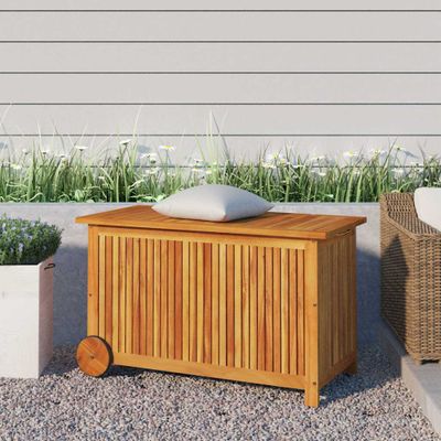 vidaXL Záhradný úložný box s kolieskami 90x50x58 cm masívna akácia