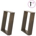 vidaXL Nohy konferenčného stolíka v tvare U, 2 ks, prírodná oceľ, 28 x (42-43) cm, oceľ
