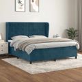 vidaXL Posteľný rám boxsping s matracom tmavomodrý 180x200 cm zamat