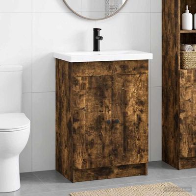 vidaXL Sada kúpeľňového nábytku Dymový dub 78,5 x 37,5 x 81 cm