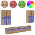 vidaXL Súprava nástenného TV nábytku s LED svetlami 7 ks dub artisan