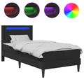 vidaXL Rám postele s LED pásikmi Čierna 80 x 200 cm Umelá koža