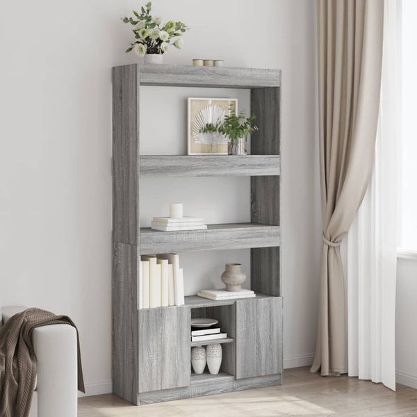 vidaXL Vysoká skrinka sivý dub sonoma 92x33x180 cm kompozitné drevo