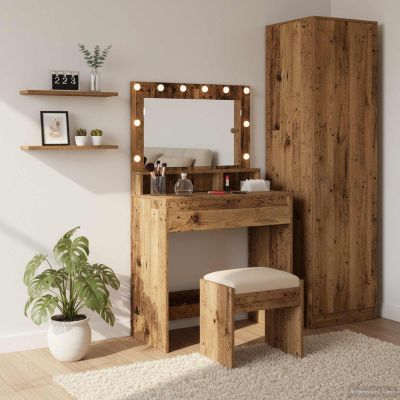 vidaXL Toaletný stolík Staré drevo 75,5 x 41 x 135 cm Kompozitné drevo