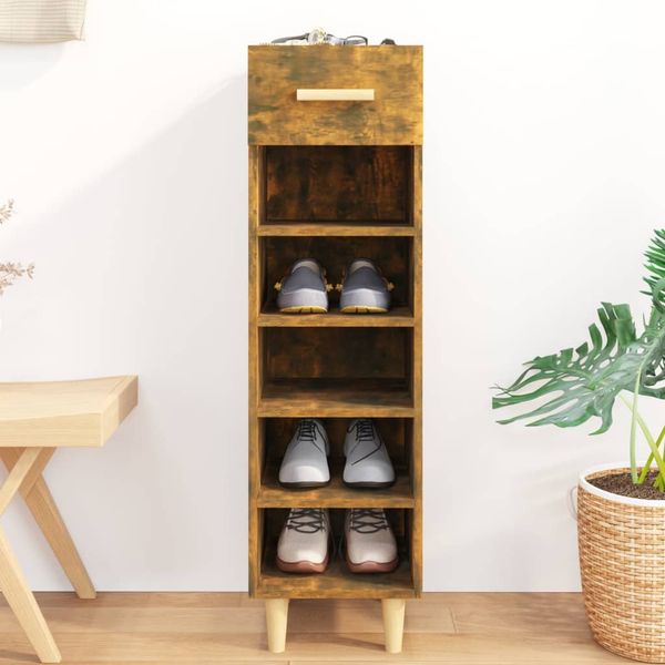 vidaXL Botník dymový dub 30x35x105 cm spracované drevo