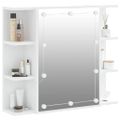 vidaXL Zrkadlová skrinka s LED biela 70x16,5x60 cm