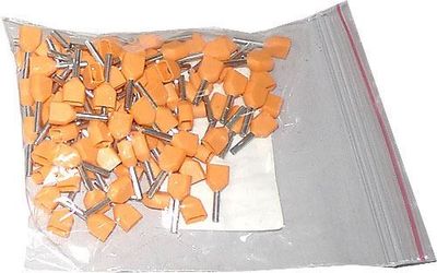 Dutinka pre dva káble 0,5mm2 oranzová (TE0,5-8), balenie 100ks