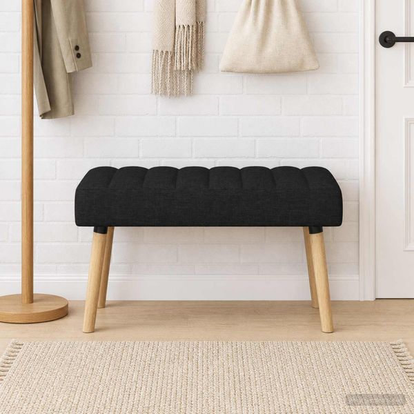 vidaXL Pruhovo prešitá lavica Čierna 80 x 40 x 46 cm Látka