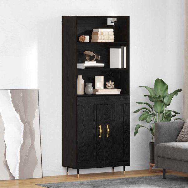 vidaXL Highboard Čierny dub 69,5 x 34 x 180 cm Kompozitné drevo