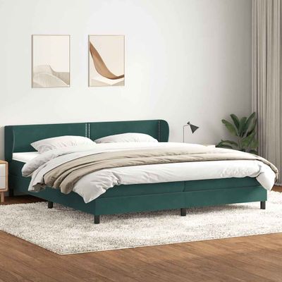 vidaXL Posteľný rám boxsping s matracmi tmavozelená 200x220 cm zamat