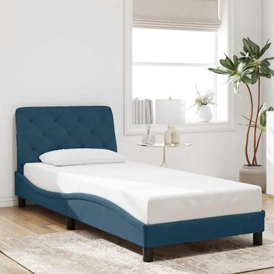 vidaXL Rám postele bez matraca modrý 90x200 cm zamat