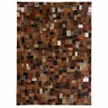 vidaXL Koberec z kožených vysačiek na džínsoch, patchwork, 120x170 cm hnedý