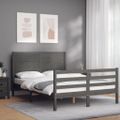 vidaXL Rám postele s čelom sivý 140x190 cm masívne drevo
