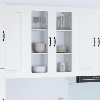 vidaXL Nástenný sklenený kabinet LUCCA Biela 80 x 31 x 100 cm