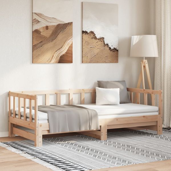 vidaXL Rozkladacia denná posteľ, borovicový masív 2x(90x200) cm