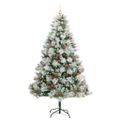 vidaXL Umelý vianočný stromček Zelená a biela 240 cm PVC, kov a plast