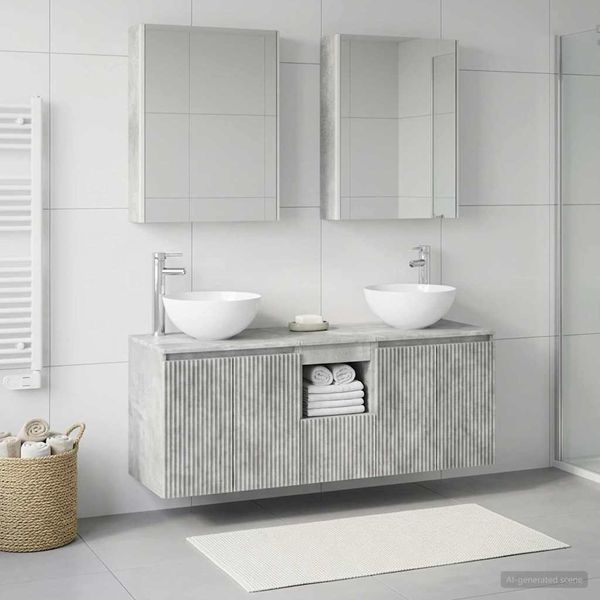 vidaXL Set kabinetov do kúpeľne 5 pcs Betónovo sivá 53 x 15,5 x 70 cm