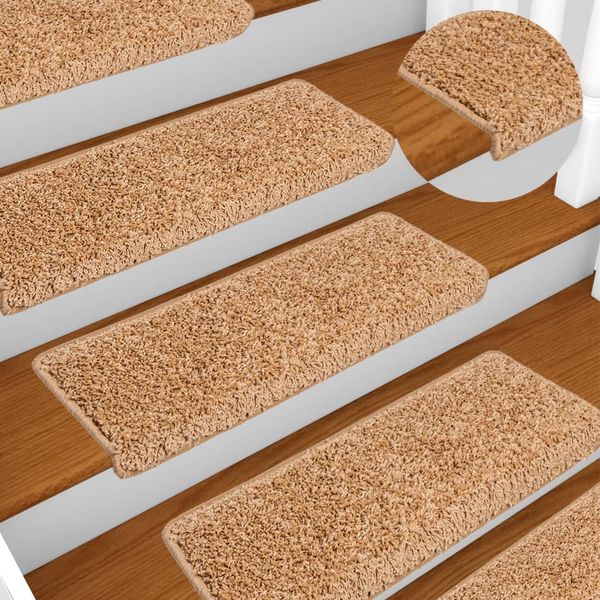 vidaXL Schodové rohože 5 ks 65x21x4 cm béžové s obdĺžnikovým okrajom