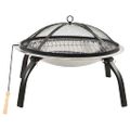vidaXL 2 v 1 ohnisko s grilom a kutáčom 56x56x49 cm nehrdzavejúca oceľ