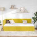 vidaXL Rohový rám postele s čelnou doskou Žltá 90 cm x 190 cm Zamat
