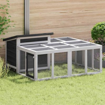 vidaXL Králikáreň sivá 144x123x67,5 cm masívna borovica