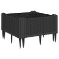 vidaXL Záhradný kvetináč s kolíkmi čierny 42,5x42,5x28,5 cm PP