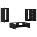 vidaXL 3-dielne TV nástenné skrinky s LED svetlami čierne