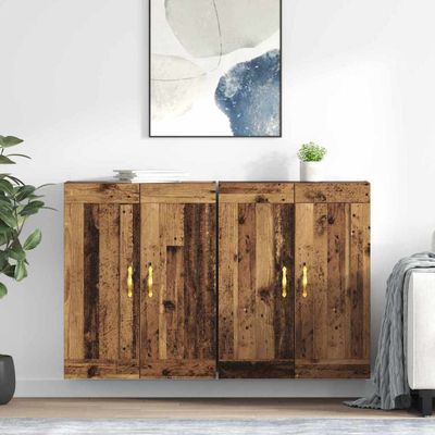 vidaXL Závesná skrinka Nástenný 2 pcs Staré drevo 69,5 x 34 x 90 cm