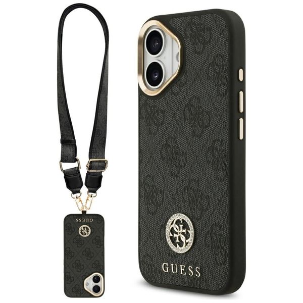 Puzdro Guess 4G Strass Logo & Big Strap Metal Buttons MagSafe pre iPhone 17 čierna