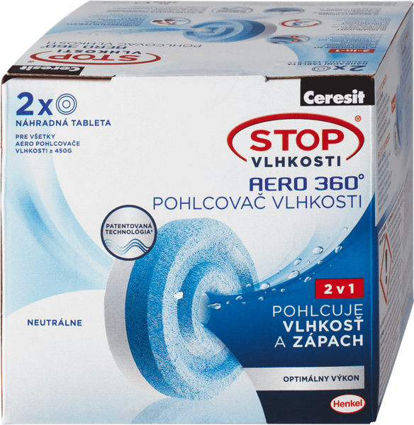 Ceresit STOP VLHKOSTI AERO 360° náhradné tablety 2x450g neutrálna vôňa