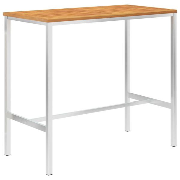 vidaXL Barový stôl 120x60x105 cm akáciový masív a nehrdzavejúca oceľ