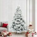 vidaXL Umelý vianočný stromček s 300 LED-i Biela 210 cm PE a PVC