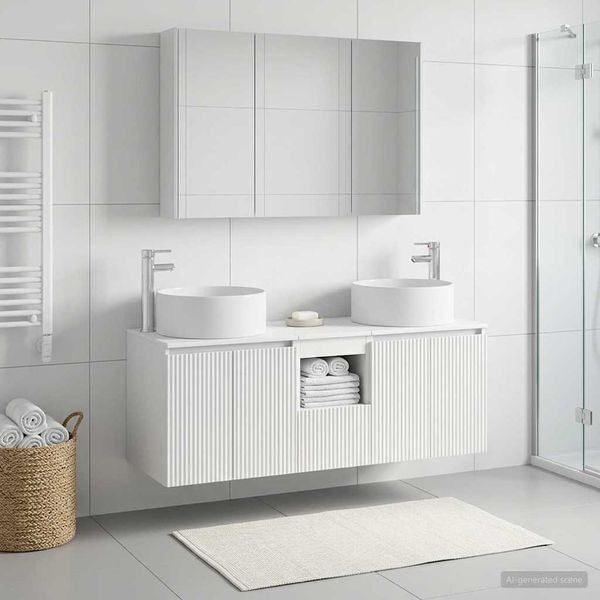 vidaXL Set kabinetov do kúpeľne 4 pcs Biela 103,5 x 15,5 x 70 cm