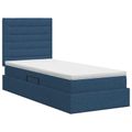 vidaXL Postel s úložným prostorem a matrací Modrá 90 x 190 cm látka
