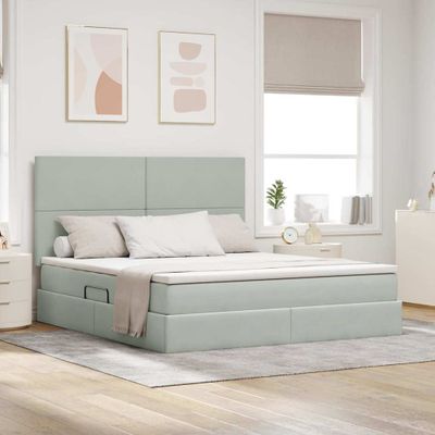 vidaXL Postel s úložným prostorem a matrací Svetlosivá 160 x 200 cm