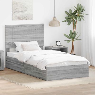 vidaXL Úložná posteľ Sivý Sonoma 100 x 200 cm Kompozitné drevo