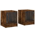 vidaXL Nočné skrinky so sklenenými dverami 2 ks dymový dub 35x37x42 cm