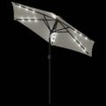 vidaXL Záhradný slnečník s LED a oceľovou tyčou biely 225x225x212 cm