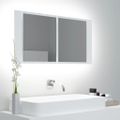 vidaXL LED kúpeľňová zrkadlová skrinka biela 90x12x45 cm akryl