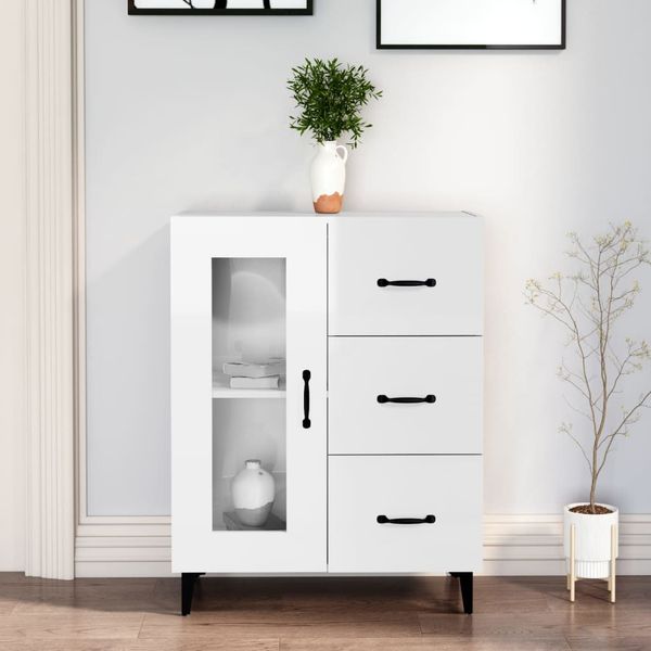 vidaXL Komoda lesklá biela 69,5x34x90 cm spracované drevo