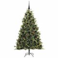 vidaXL Umelý vianočný stromček s pniškami Zelená 180 cm PVC a PE a kov